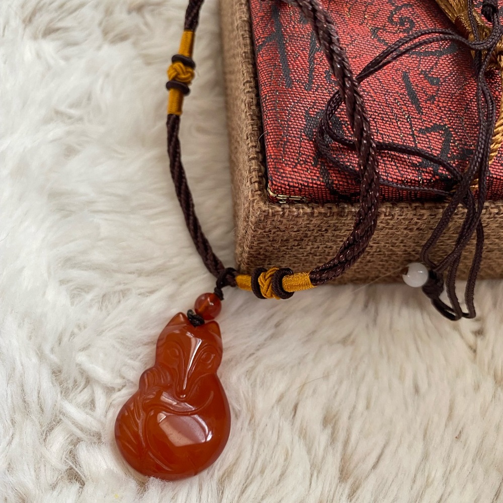 Hand-Carved Fox Pendant Necklace